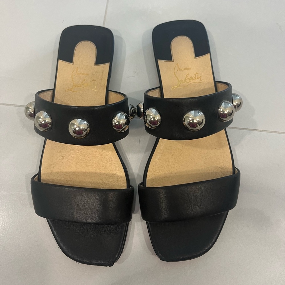 Christian Louboutin Black Leather Sandals
